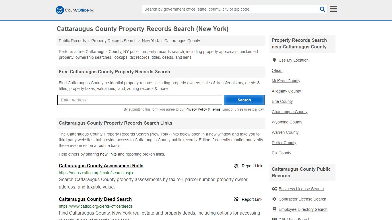 Cattaraugus County Property Records Search (New York) - County Office